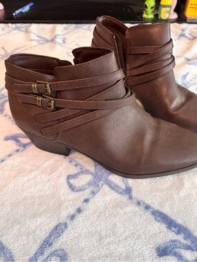 🌟 Style & Co. Brown Wrap-Strap Ankle Booties